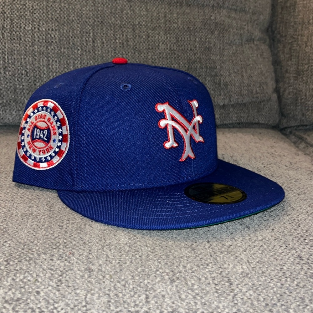 HAT CLUB New Era 59FIFTY NY GIANTS 1942 Blue Red 7 5/8 Yankees Rangers Knicks